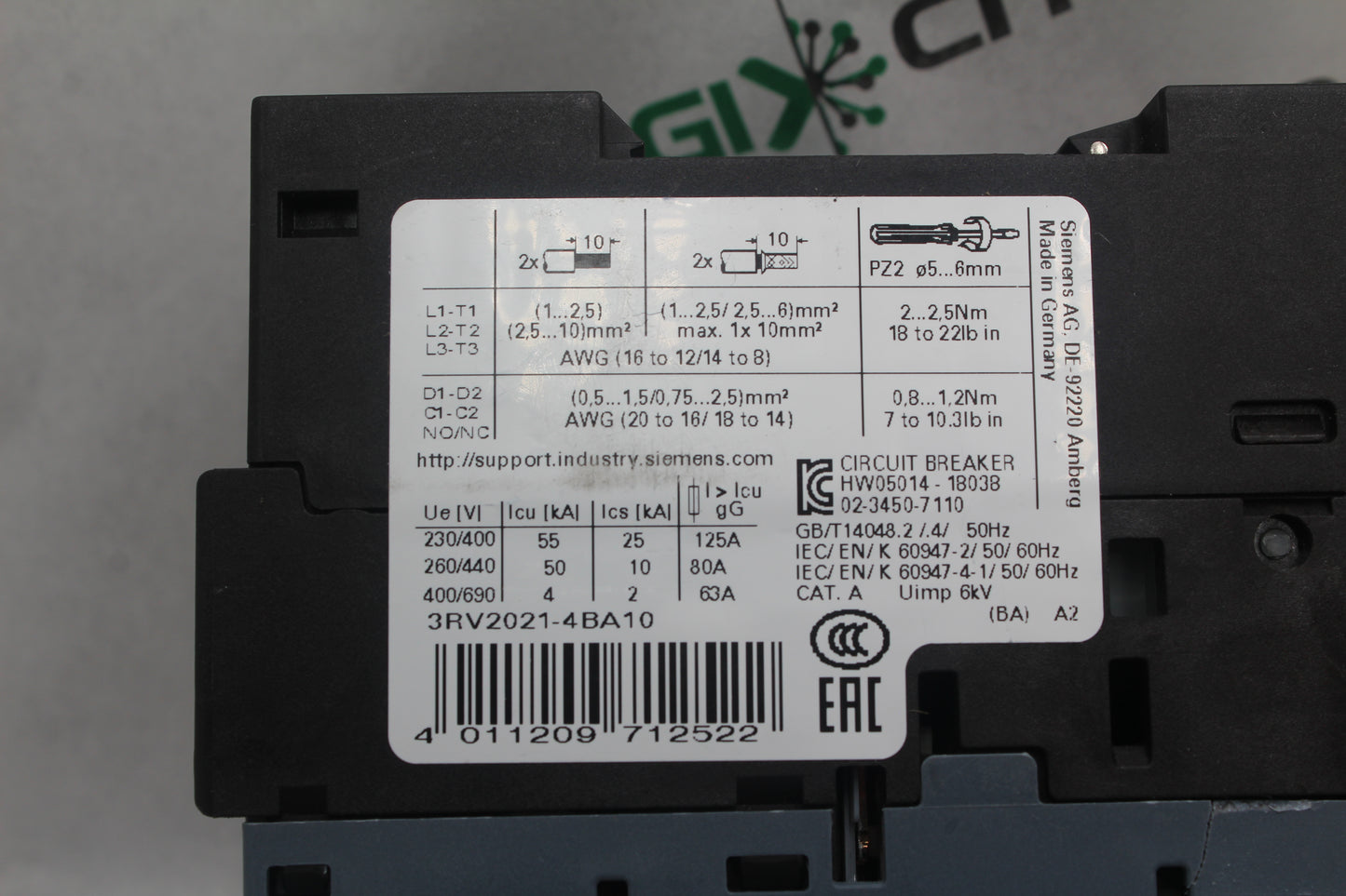 NEW NO BOX | SIEMENS | 3RV2021-4BA10 |