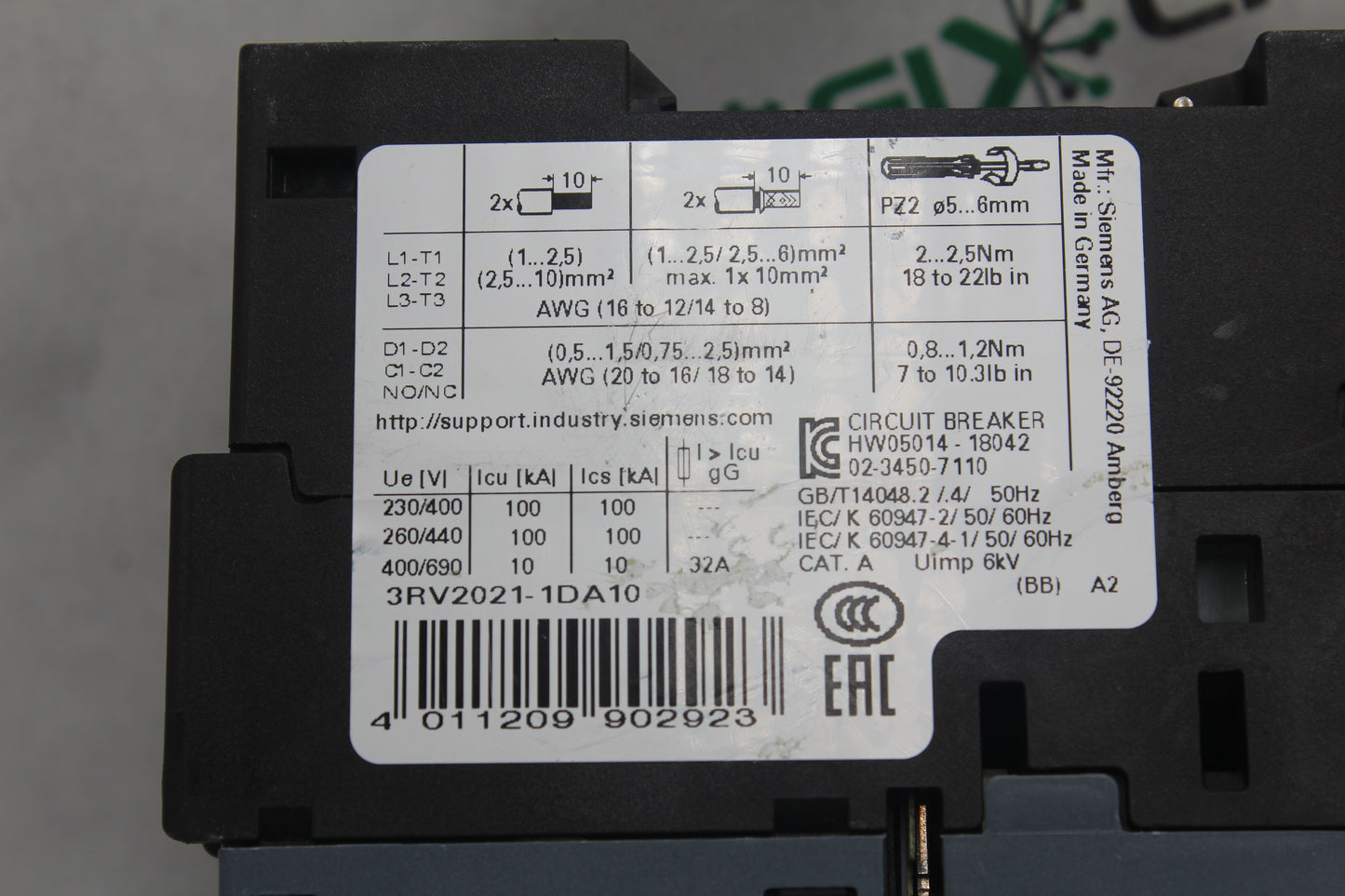 NEW NO BOX | SIEMENS | 3RV2021-1DA10 |